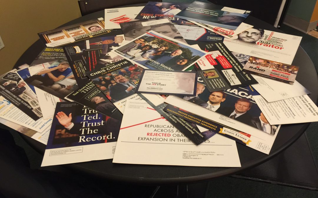 89 Political Direct Mail Postcards for the NH Presidential Primary