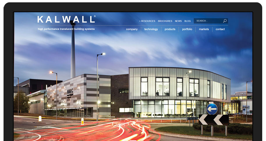 Kalwall's website on a monitor