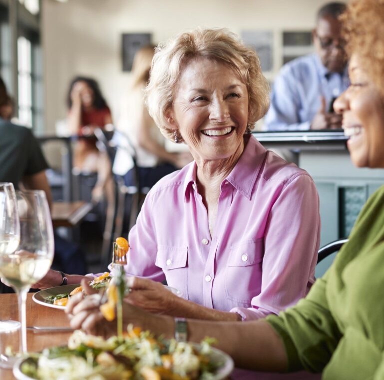 Senior women enjoying their dining experience