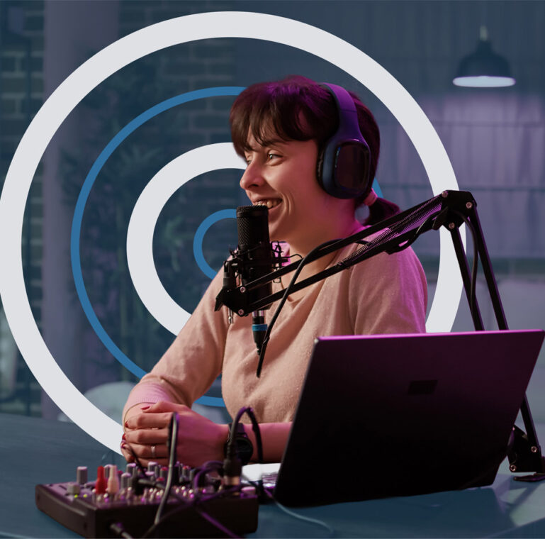 Influencer doing podcast
